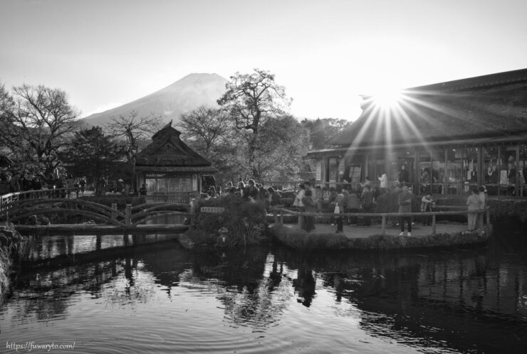 涌池と富士山