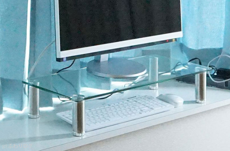 机上台 高さ微調整可能 パソコン台 強化ガラス製 2個セット モニター台